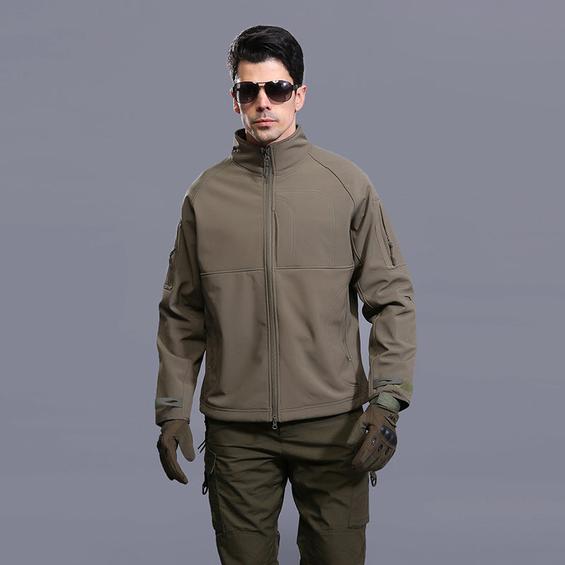 Men's Solid Color Nylon Jacket with Stand Collar and Zipper Detail, Ideal for Sports and Casual Wear