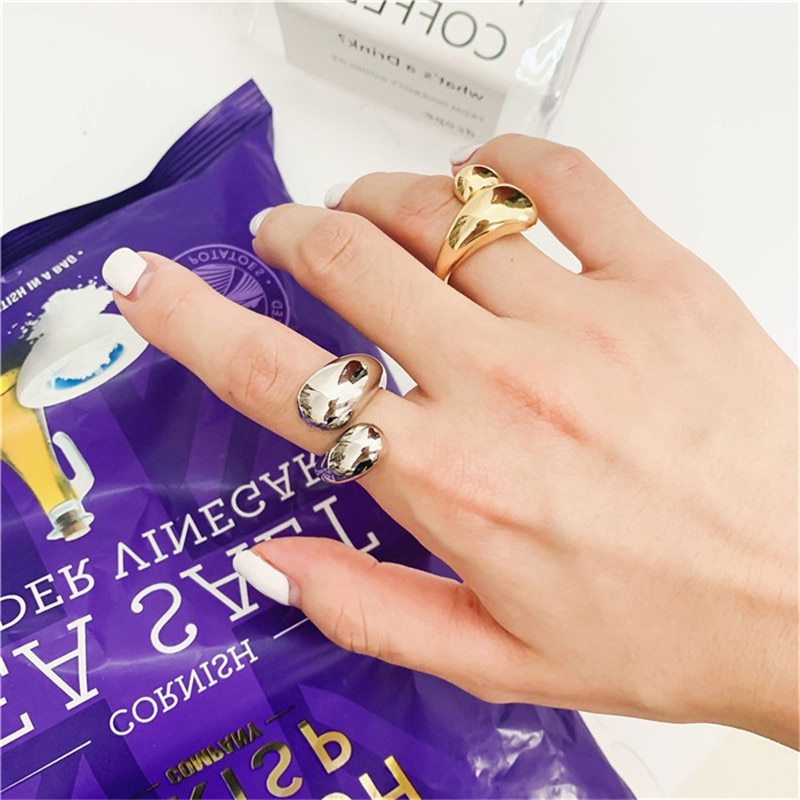 Double Drop Ring Minimalist design: A unique touch for your look.