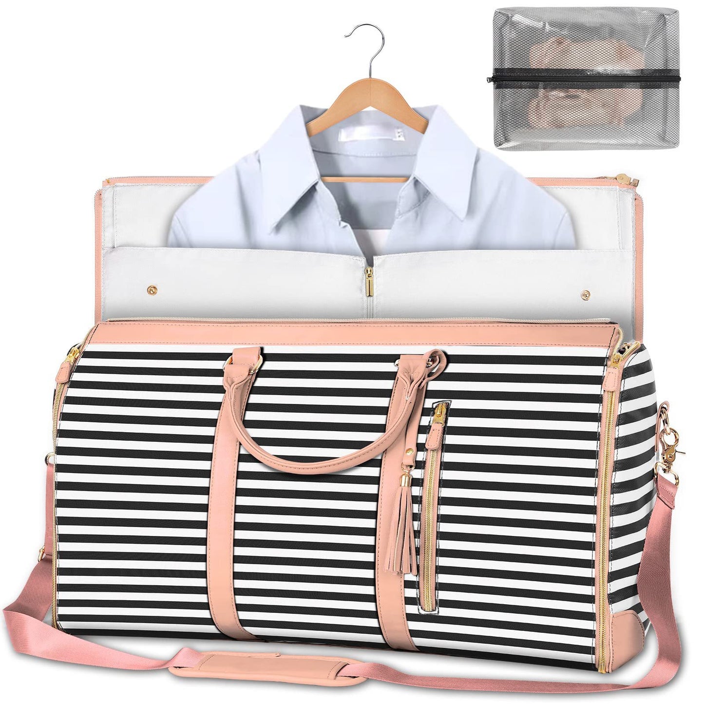 Portable Travel Bag for Clothes, Large Luggage Suitcase for Women with Shoe Compartment, Waterproof
