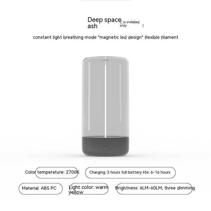 Minimalist Filament Table Lamp, Cordless, Rechargeable, Modern, Portable Night Lights, Bedside Lamps, Ambient Light