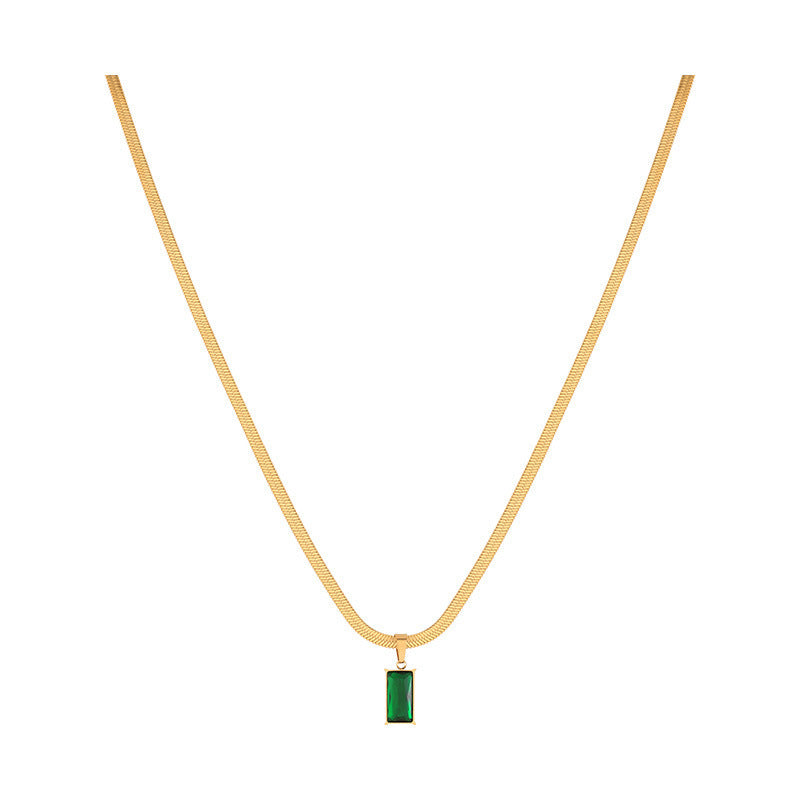 Radiant elegance: Emerald pendant necklace in stainless steel. Gift Jewelry