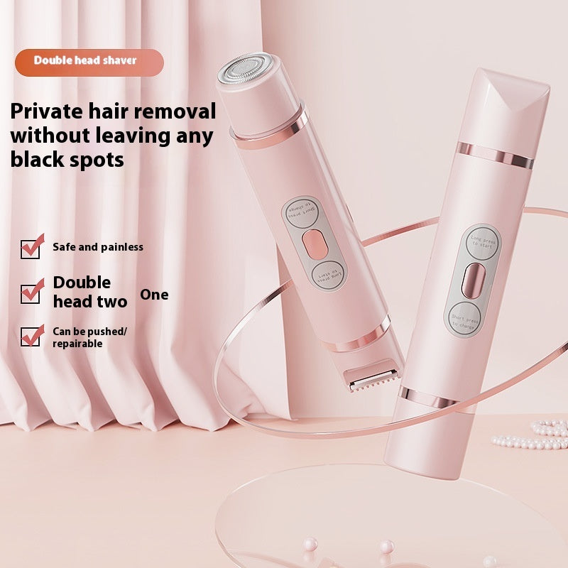Electric Shaver for Women, 2 in 1 Rechargeable Electric Shaver, Double-Head Design, Electric Pubic Hair Removal, Multifunctional Bikini Trimmer