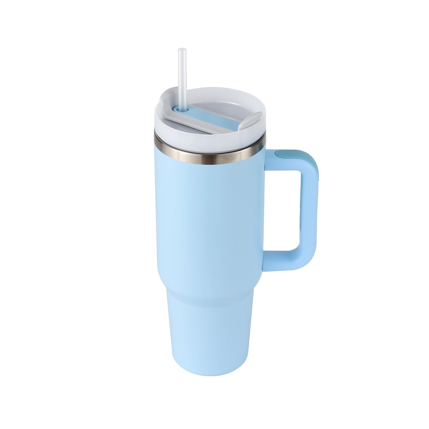 40 oz tumbler with lid and stainless steel handle. Thermos water bottle mug.