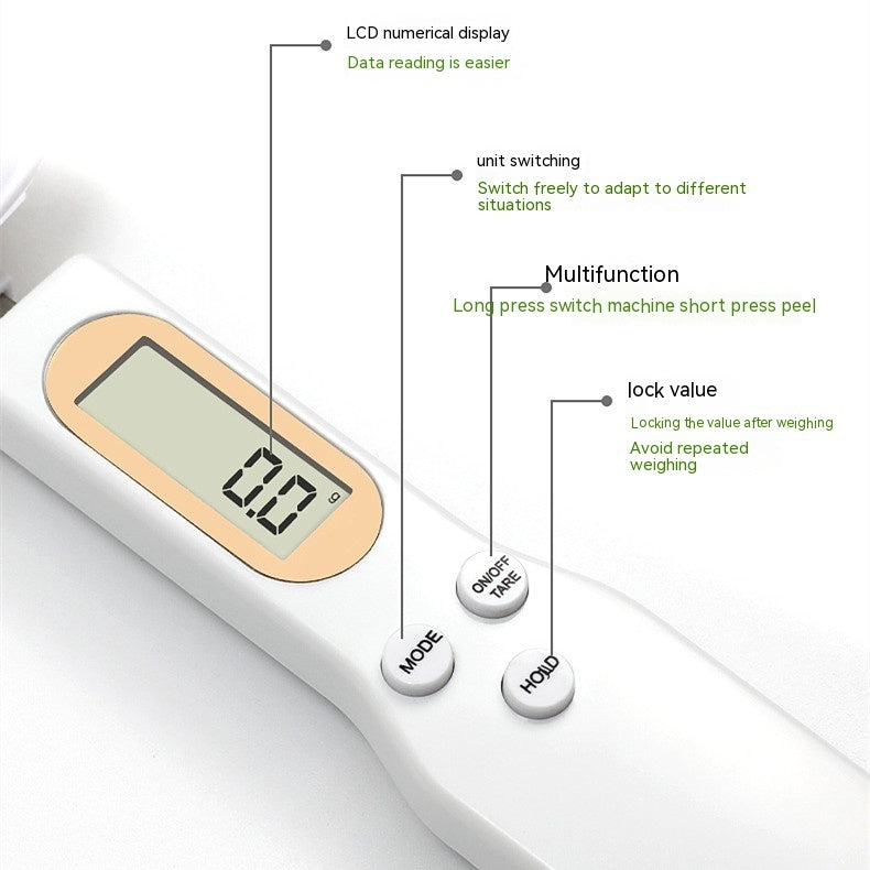 Electronic food measuring spoon. High-precision scale.