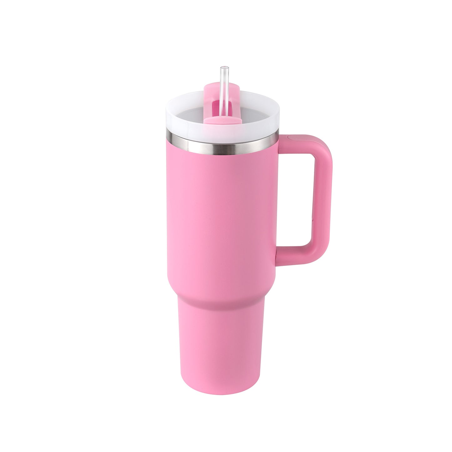 40 oz tumbler with lid and stainless steel handle. Thermos water bottle mug.