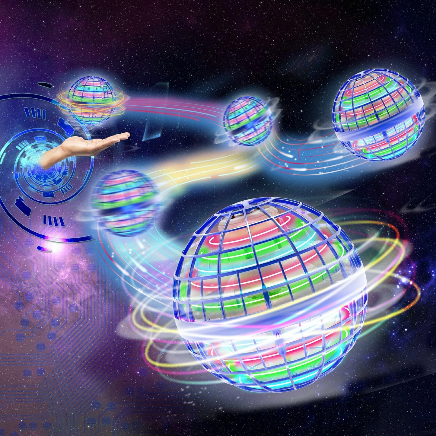 Flying Ball Spinner LED Magic Ball, Floating Gift Toy. Space Sphere for Kids and Adults