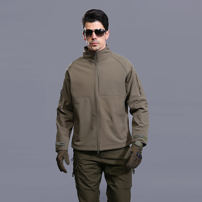 Men's Solid Color Nylon Jacket with Stand Collar and Zipper Detail, Ideal for Sports and Casual Wear