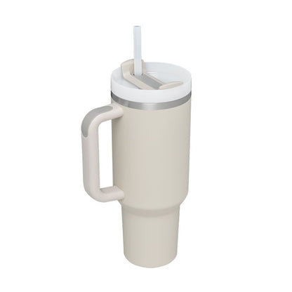40 oz tumbler with lid and stainless steel handle. Thermos water bottle mug.