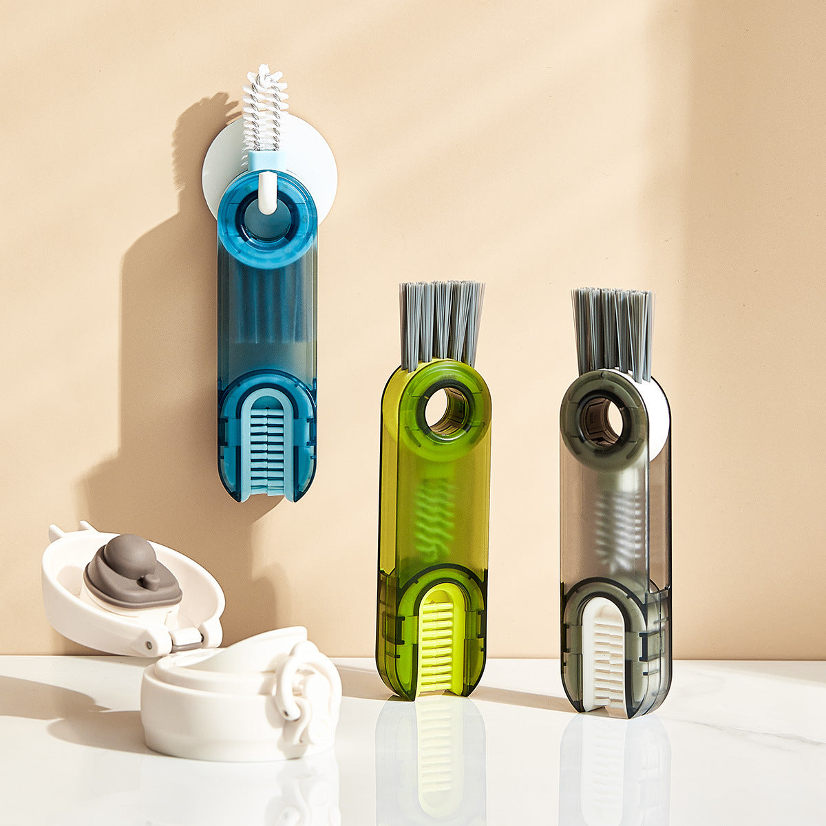 Cepillo 3 en 1 Para Vasos, Utensilios De Cocina Botellas Cepillo Multifuncional