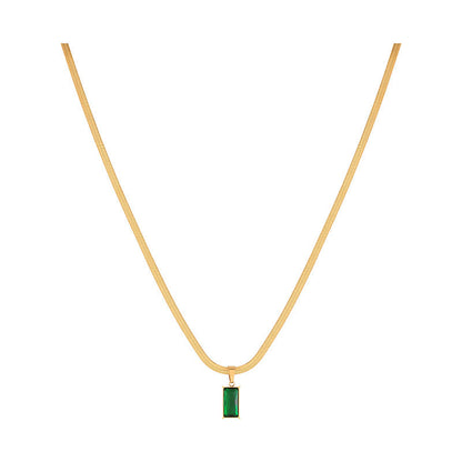 Radiant elegance: Emerald pendant necklace in stainless steel. Gift Jewelry