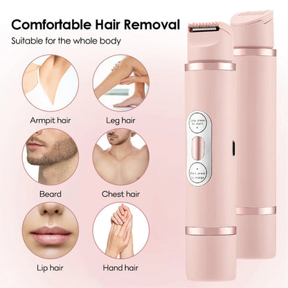 Electric Shaver for Women, 2 in 1 Rechargeable Electric Shaver, Double-Head Design, Electric Pubic Hair Removal, Multifunctional Bikini Trimmer