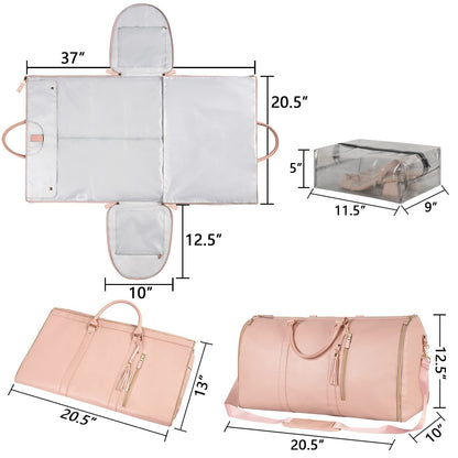 Portable Travel Bag for Clothes, Large Luggage Suitcase for Women with Shoe Compartment, Waterproof