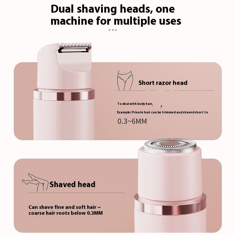 Electric Shaver for Women, 2 in 1 Rechargeable Electric Shaver, Double-Head Design, Electric Pubic Hair Removal, Multifunctional Bikini Trimmer