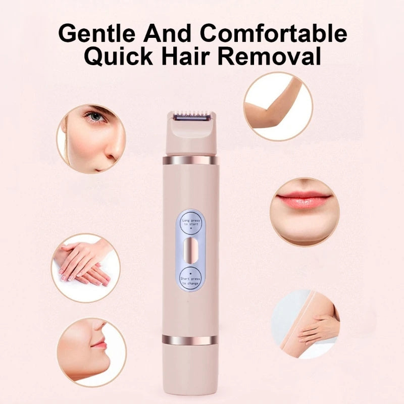 Electric Shaver for Women, 2 in 1 Rechargeable Electric Shaver, Double-Head Design, Electric Pubic Hair Removal, Multifunctional Bikini Trimmer