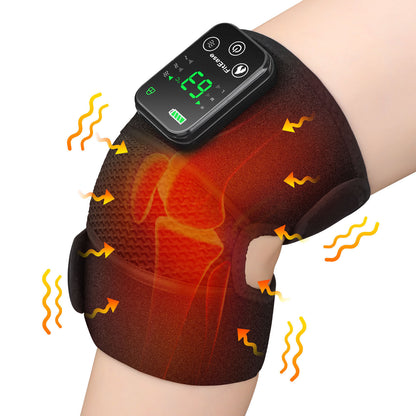 Heated knee pad, heated knee massager with vibration. 3-in-1 knee massager.
