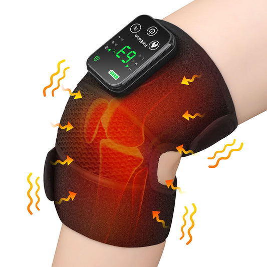 Heated knee pad, heated knee massager with vibration. 3-in-1 knee massager.